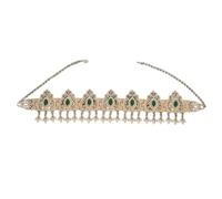 Catena per la testa da sposa araba con strass etnici scavati diademi catena per la fronte catena di cristallo per fronte, ornamento per capelli gioielli per la testa, One Size, come descritto, come