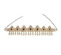 Catena per la testa da sposa araba con strass etnici scavati diademi catena per la fronte catena di cristallo per fronte, ornamento per capelli gioielli per la testa, One Size, come descritto, come