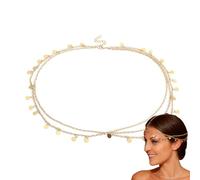 Catena per la testa: gioielli con catena d'oro per la testa, per capelli bohémien, gioielli per feste e ragazze, copricapo bohémien đe paillettes Donna pera