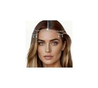 Catena Per La Testa in Stile Bohémien, Catena da Dea a Doppio Strato Con Cristallo, Gioiello per Capelli e Fronte da Donna, Accessorio per Capelli per Matrimonio, Festa e Festival (Argento)