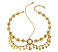 Catena per la testa indiana dai colori vivaci con eleganti strass e nappe a moneta per le donne accessori per capelli da sposa per feste nuziali, Misura unica, come descritto, come descritto