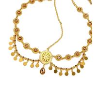 Catena per la testa indiana dai colori vivaci con eleganti strass e nappe a moneta per le donne copricapo da sposa accessori per capelli da sposa, Misura unica, come descritto, come descritto