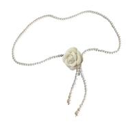 Catena per la vita con perle artificiali regolabile gioielli per il corpo con design floreale elegante cintura francese per abito da sera catena camelia per le donne, Misura unica, come descritto