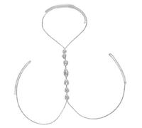 Catena per la vita del ventre con strass a goccia, catena per il corpo, idea regalo, Silver, Strass