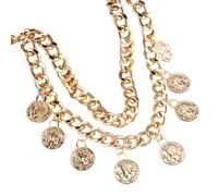 Catena per la vita femminile antica staccabile con ciondolo ritratto e frangia mobile gioielli per il corpo per gioielli formali vintage ispirati alla catena del ventre con nappe, Misura unica, come