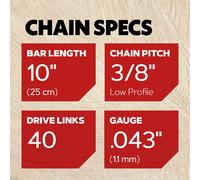 Catena per motosega Oregon 90PX040E AdvanceCut per barra da 10 pollici (25 cm...