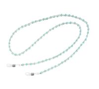 Catena per Occhiali con Perle Bianche e Nere - Cordino Antiscivolo per Occhiali e Porta Mascherina(Blue)