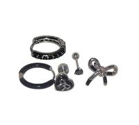Catena per orecchio anallergica Element22 gioielli per il corpo in acciaio con decorazione carbone cuore freddo fiocco catena orecchio