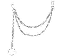 Catena per orologio punk da 40,6 cm, con portachiavi, unisex, hip hop, a tre strati, in metallo, per la vita notturna