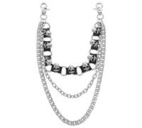 Catena per pantaloni a forma di teschio punk, multistrato, con ciondolo in