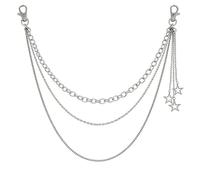 Catena per pantaloni a stella per uomini e donne nappa punk catena cintura jeans gioielli accessorio multistrato hip hop catena portafoglio in metallo accessori emo, standard, Metallo non prezioso