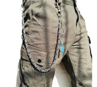 Catena per pantaloni Catene for pantaloni fatte a mano in stile punk, alla moda, con perline, design impreziosito, accessori in denim(Blue)