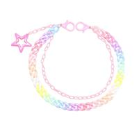 Catena per pantaloni con ciondoli a forma di stella arcobaleno, catena in acrilico a strati per jeans, catena per il corpo in stile punk color caramella, accessorio per lo styling per abiti, con fili