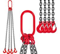 Catena per Sollevamento 4T 2M Imbracatura 4 Gambe con Ganci Autobloccanti