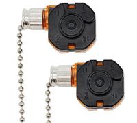 Catena per ventola, interruttore a catena per ventola da soffitto a 3 velocità da 2 pezzi, sostituzione interruttore plafoniera argento da 8 cm con modalità spenta, adatto ventilatori e luci del