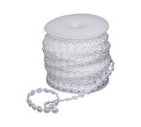 Catena perle artificiali da 25 m per lavori artistici Perle bianche finte Perline per mazzi candele Decorazione nozze Rotolo catena corde perle per feste matrimonio artigianali