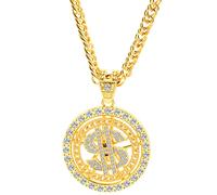 Catena placcata oro/argento per uomo e donna per collana con ciondolo a forma di segno Hip Hop regalo di Pasqua Pres Big Money