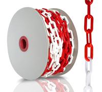 Catena Plastica Rossa e Bianca, Catena di Segnalazione da 15 m, Spessore 6 mm, per Parcheggio, Garage, Vialetto, Controllo Della Folla