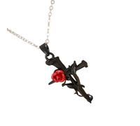 Catena regolabile Rosa Inciso Crocifisso Collana Gioielli In Acciaio Inox Per Le Donne Indossare Quotidiano Design Leggero Delle Donne Moda Crocifisso Collana, Misura unica, come descritto, come