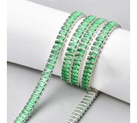 Catena rettangolare di cristallo in artiglio del chiodo zircone strass passamaneria gemma gioielli fai da te accessori abbigliamento 3X6mm En8 argento 1 metro