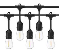 Catena Stringa NERA luminosa 20 metri prolungabile 20 Lampade LED e27 luce IP65