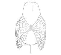 Catena toracica corpo fatto a mano cristallo raves serbatoi backless senza maniche scollo a V Night Club reggiseno partito catena toracica, Misura unica, come descritto, come descritto
