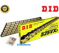 CATENA TRASMISSIONE DID 525 VX3 124 MAGLIE X-RING ORO G&B MOTO STRADALI ENDURO