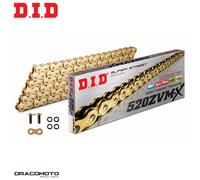 Catena trasmissione Moto DID 520ZVMX 110 maglie passo 520 X-RING Oro Rivetto