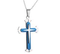 Catena Unisex con Pendente a Croce in Acciaio Inossidabile per Donna Uomo Blu Creativa e utile Handy And Professional