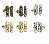 Catenaccio per porta 12 set di mini scatole gioielli in legno con viti, ferramenta for mobili, lucchetto in bronzo e ferro, gancio(Bronze,Right hook 37x43.0mm)