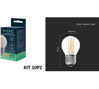 LAMPADINA LED FILAMENTO G45 6W BIANCO CALDO E27 IP20 VT-2366-LED212842 V-TAC