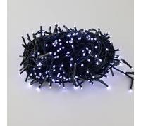 Catenaria NATALIZIA LED 8 GIOCHI DI LUCE 23m IP44 - Cavo VERDE Colore Bianco Freddo 7500 - 8500 °K