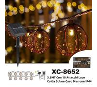 CATENARIA SOLARE LUMINOSA 10 LAMPADINE CATENA 3,8MT LUCI ESTERNO ADDOBBI NATALE