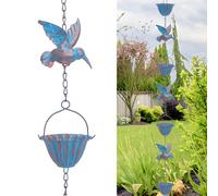 Catene Antipioggia per Grondaie 2,4 m in Metallo, Catena di Scarico con Colibrì Decorativo, Scarico per Grondaie Esterne, Drenaggio Acqua Piovana per Case/Giardini, Antiruggine Installazione