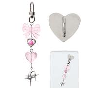 Catene Charm per Kindle, Catena Charm E-Reader Delicata e Graziosa con Fiocco Cuore Stella a Quattro Punte Elementi Decorativi per Decorazione Custodia Telefono Tablet E-Reader(Rosa)