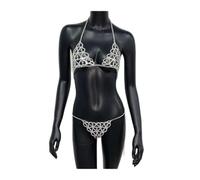 Catene del corpo del corpo della festa Rhinestone Sexy Women Chain Body Chain Two Piece Set Nightclub Cavola di lusso Copertura Bikini See attraverso le catene di lingerie Gioielli per il corpo