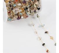 Catene di gioielli a sfere di cristallo colorate, 1 metro di catena di pietra irregolare con cristalli trasparenti, catene for collana, perline di vetro, componenti for braccialetti(Mix Color1)