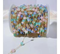 Catene di perline di pietra opale da 1 metro Catene di perline di pietra naturale per braccialetti, collane, creazione di gioielli, mix fai da te, catena di pietra rosa, colori misti, 2 metri