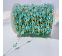 Catene di perline di pietra opale da 1 metro Catene di perline di pietra naturale per braccialetti, collane, creazione di gioielli Fai da te Mix Catena di pietre rosa-Lago Blu-2Metri