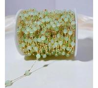 Catene di perline di pietra opale da 1 metro Catene di perline di pietra naturale per braccialetti, collane, creazione di gioielli, mix fai da te, catena di pietra rosa-verde-2 metri