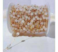 Catene di perline di pietra opale da 1 metro Catene di perline di pietra naturale per braccialetti, collane, creazione di gioielli, mix fai da te, catena di pietre rosa-Opale bianco-2 metri