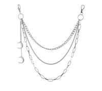 Catene di Vita d'argento, 3 Catene di Pancia a Strati, Catene di Vita da Donna con La Luna, Catena di Pantaloni Punk Gotico Hip-Hop Alla Moda per Cintura con Pantaloni Jeans