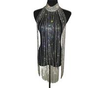 Catene for il corpo da donna, collana con nappa in metallo, fiore, pizzo, imbracatura incrociata a strati, accessori sexy for donne e ragazze