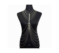 Catene for il corpo sexy in oro, catene con perle finte, ciondolo con dichiarazione, gioielli for abito, perline, imbracatura for matrimonio, discoteca, for donne, incrocio, pancia, strass