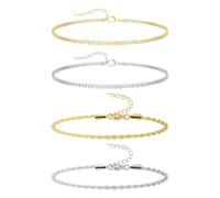 Catene per Bracciale in Acciaio Inossidabile da 4 Pezzi, 2 Stili, Design Resistente all'Usura E Durevole, Stile Semplice E alla Moda, Adatto per L'Uso Quotidiano, Adatto A Uomini E Donne.