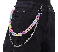 Catene per jeans a strati, stile hip hop, punk, jeans, pantaloni, in acrilico, lunghezza regolabile, per la vita per feste, incontri, festival, celebrazioni, Refer to description