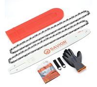 Catene per motosega con protezione guida e guida da 35 cm - 3/8" LP 52 maglie da 1,3 mm, compatibile con Husqvarna, Makita, Einhell, Ryobi e altri