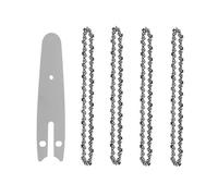 Catene per motoseghe, Set barra guida e catena for motosega da 2 pezzi for mini sega elettrica 4 6 8 pollici passo 1/4 di pollice(4 Inch 5pcs)