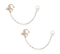 Catene per orecchini anti-perdita per auricolari wireless con farfalla dorata, decorazione con diamanti e clip di sicurezza, accessori per cuffie Bluetooth, regalo per escursionismo, lavoro, corsa