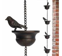 Catene Pioggia per Grondaie,Gocciolatoi Decorativi con Sonagli | Catena Decorativa con Uccelli Sostitutiva Grondaie per Esterni, Cortile e Spazi Verdi